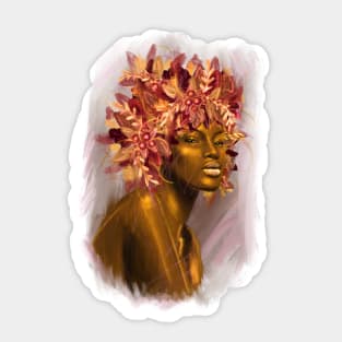 Pretty young girl with flowers in hair. Sticker